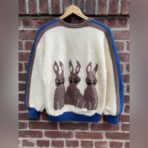 Hand knit bunny sweater